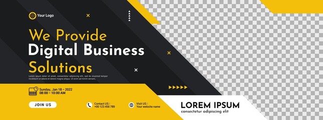 business conference banner template design for webinar, marketing, online class program, etc