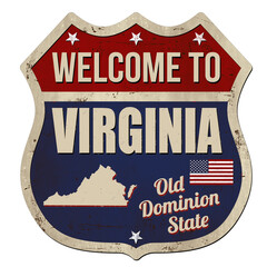 Welcome to Virginia vintage rusty metal sign