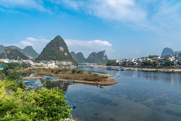 Wall Mural - Landscape of Guilin, Li River and Karst Mountains.