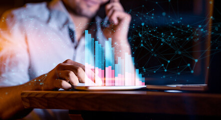 Aufkleber - Modern technologies in financial operations concept, double exposure