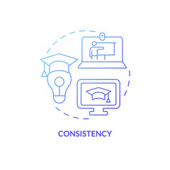 Poster - Consistency blue gradient concept icon. Advantages of electronic learning abstract idea thin line illustration. Isolated outline drawing. Editable stroke. Roboto-Medium, Myriad Pro-Bold fonts used