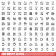 © ylivdesign - 100 drink icons set, outline style