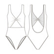 Fashion technical drawing of twist front cutout swimsuit