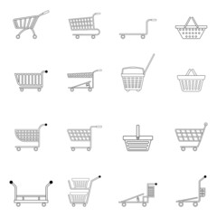 Poster - Shopping cart icon set outline