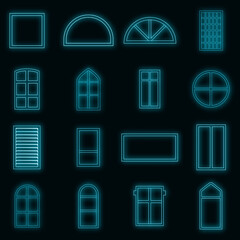 Poster - window design types icons set vector neon