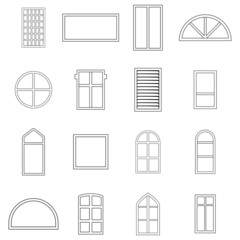 Poster - window design types icon set outline
