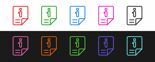 Poster - Set line Information icon isolated on black and white background. Vector