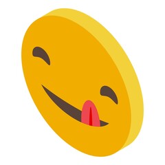 Sticker - Smiley emoji icon isometric vector. Happy smile