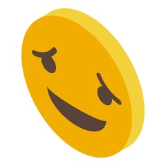 Sticker - Sad emoji icon isometric vector. Face smile
