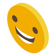 Sticker - Crazy emoji icon isometric vector. Face smile