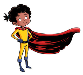 Illustration of teenage girl with superhero costume
