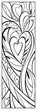 Romantic Coloring page Valentine day  hearts, Bookmarks, postcard. Abstract flowers ornament, banner. Doodle patterns. Sketch of ornaments for creativity of children and adults. EPS 8