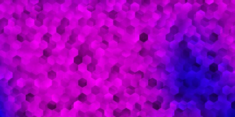 Light purple, pink vector backdrop with a batch of hexagons.