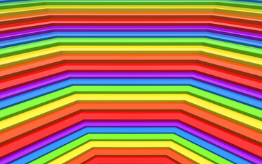 Poster - 3d rendering. lgbt rainbow color staircase wall background.