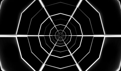 Poster - 3d rendering. Dark Spider web structure hexagon wall background.