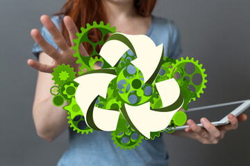 Poster - Eco manufacture abstract technology background.