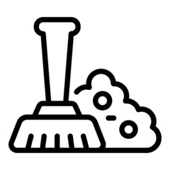 Poster - Trash bag brush icon outline vector. Bin waste
