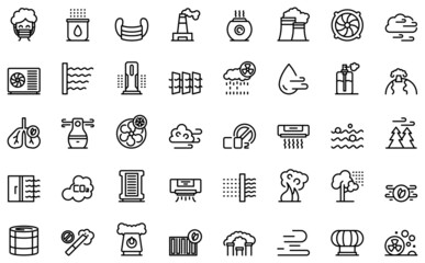 Sticker - Clean air icons set outline vector. Dust air
