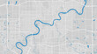 River map vector illustration. North Saskatchewan river map, Edmonton city, Canada. Watercourse, water flow, blue on grey background road map.