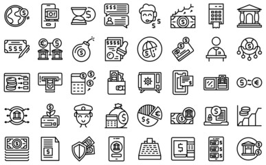 Poster - Banking transactions icons set outline vector. Financial bank