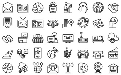 Poster - stay connected icons set outline vector. home work