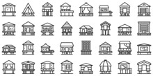 Stilt Icons Set Outline Vector. Architecture Building