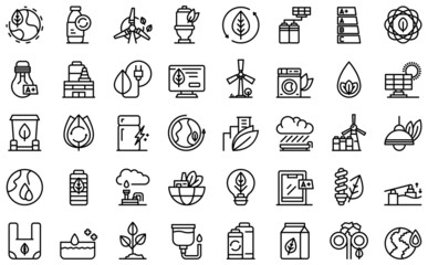 Poster - Environmentally friendly consumption icons set outline vector. Bio energy
