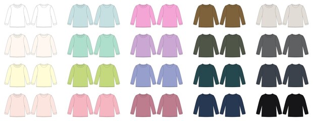 Poster - Set of colored childrens technical sketch sweatshirt. Kids wear jumper design template collection.