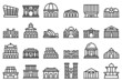 Opera house icons set outline vector. Architecture building