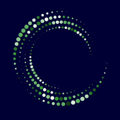 Poster - Green and white colors dots in halftone spiral. Abstract vector background.