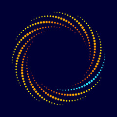 Poster - Color halftone dots in circle. Abstract vector background.
