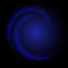 Poster - Blue halftone dots in spiral. Abstract vector background.