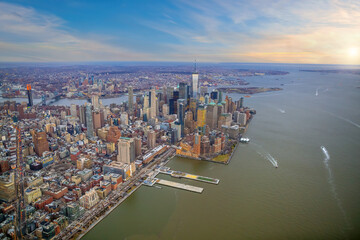 Wall Mural - Aerial view of New York City skyline cityscape of Manhattan in USA