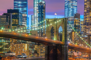 Wall Mural - New York City skyline cityscape of Manhattan with brooklyn bridge in USA