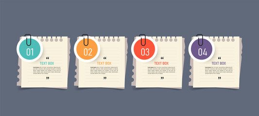 Poster - Text box design with note papers infographic.	