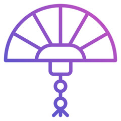 Paper Fan chinese line gradient icon