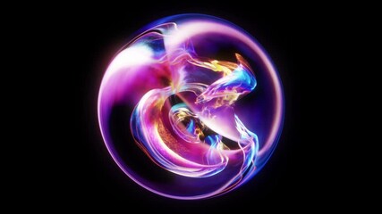 Poster - purple abstract glowing energy moving within a sphere. magic orb swirl with colored plasma . energy 