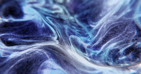 Poster - abstract background with blue and purple particles, fluid effect. smooth flowing plasma, particles m