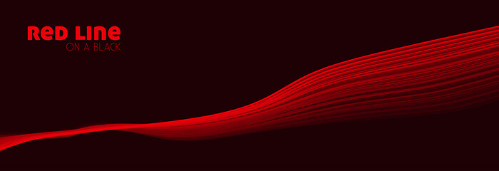 Wall Mural - Abstract compound red line on black background