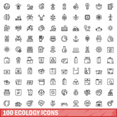 Aufkleber - 100 ecology icons set, outline style