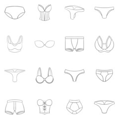 Poster - Underwear icon set outline