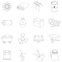Poster - Clean energy icon set outline