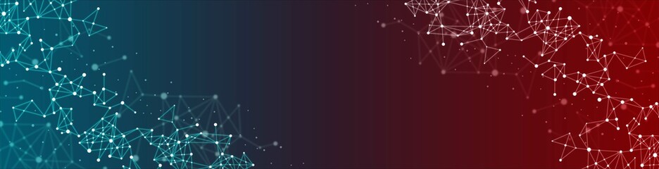 Poster - Vector abstract background. Texture damaged network, thin plexus, connections. Design digital technologies, networks. Dots and lines of wave pattern, fire and ice, glow. Banner medicine, websit.