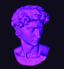 Aufkleber - 3D illustration of a low poly bust sculpture of a human head. Futuristic trendy print for t-shirt, cover or poster.