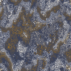 Wall Mural - Navy blue yellow marbled seamless texture. Irregular color ink blotched paint effect background. Marble irregular swirl allover print. Modern trendy wallpaper tile
