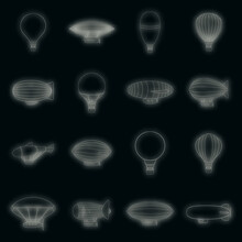 Vintage Balloons Icons Set Vector Neon