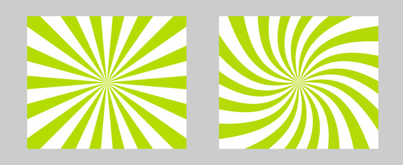 Aufkleber - Solar explosion Sun Burst Effect. Vector Sunburst wallpaper. Green color burst set of 2 sun rays background. Circus background, abstract pattern with colorful rays, banner element for show, fair.
