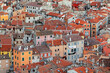 © delbars - Top view of the old town of Rovinj in Croatia. Red tiled roofs of houses.