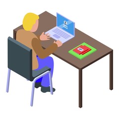 Poster - Freelancer work icon isometric vector. Computer freelance