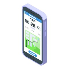 Poster - smartphone tracking icon isometric vector. runner app